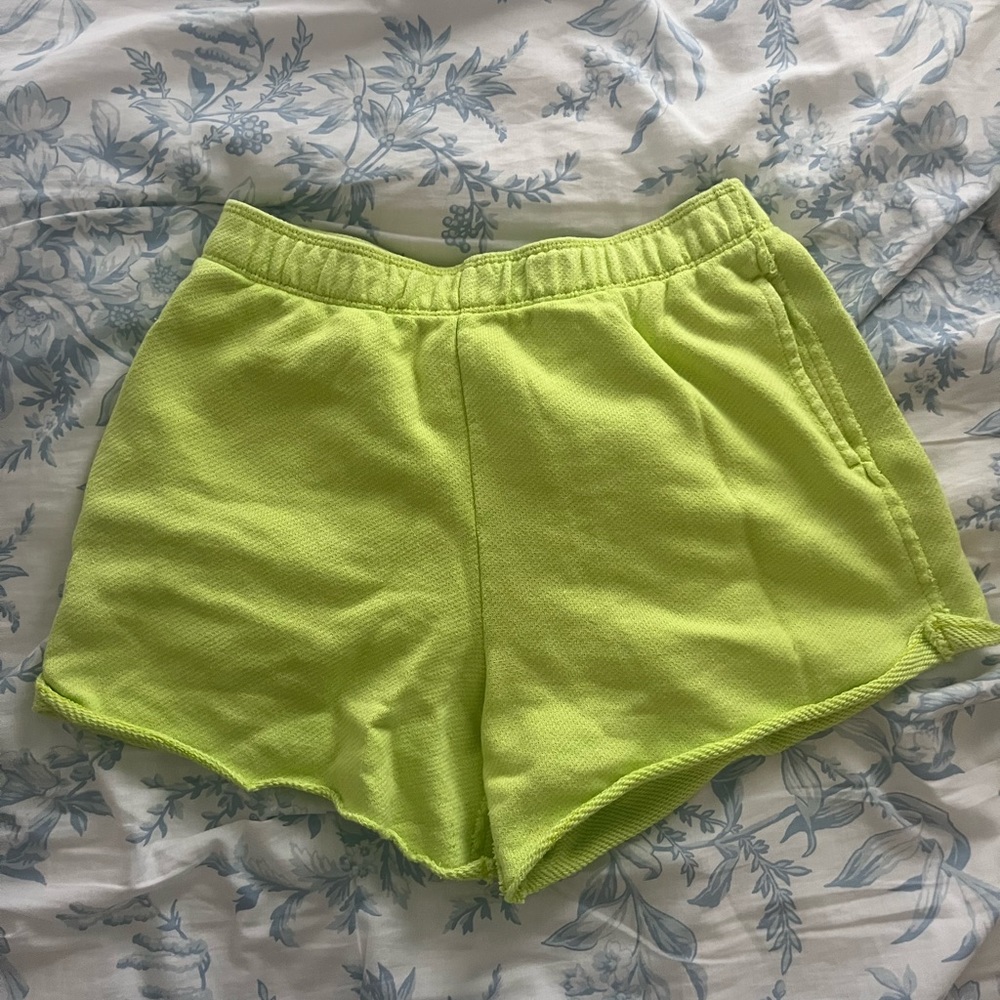 Green/yellow aerie sweat shorts